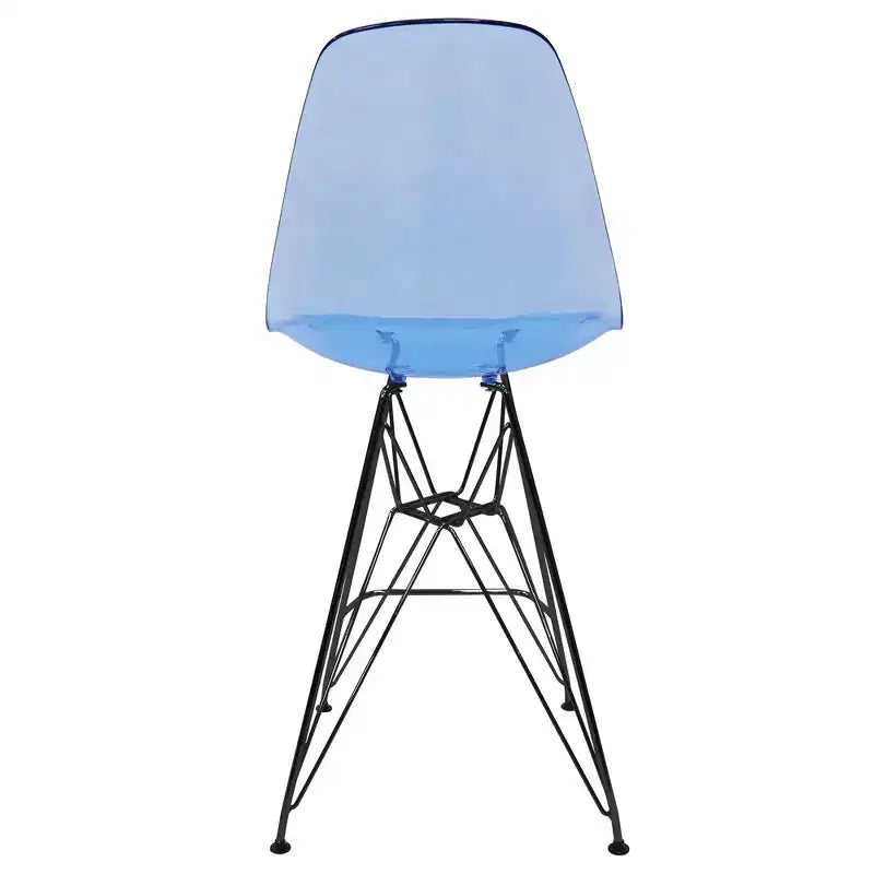 Sgabello da bar LeisureMod Cresco Mid-Century Modern in acrilico, altezza bancone, con base in acciaio nero, perfetto per cucina, sala da pranzo, bar o salotto