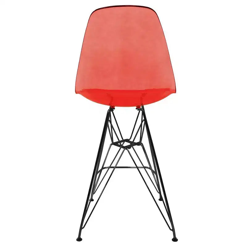 Sgabello da bar LeisureMod Cresco Mid-Century Modern in acrilico, altezza bancone, con base in acciaio nero, perfetto per cucina, sala da pranzo, bar o salotto