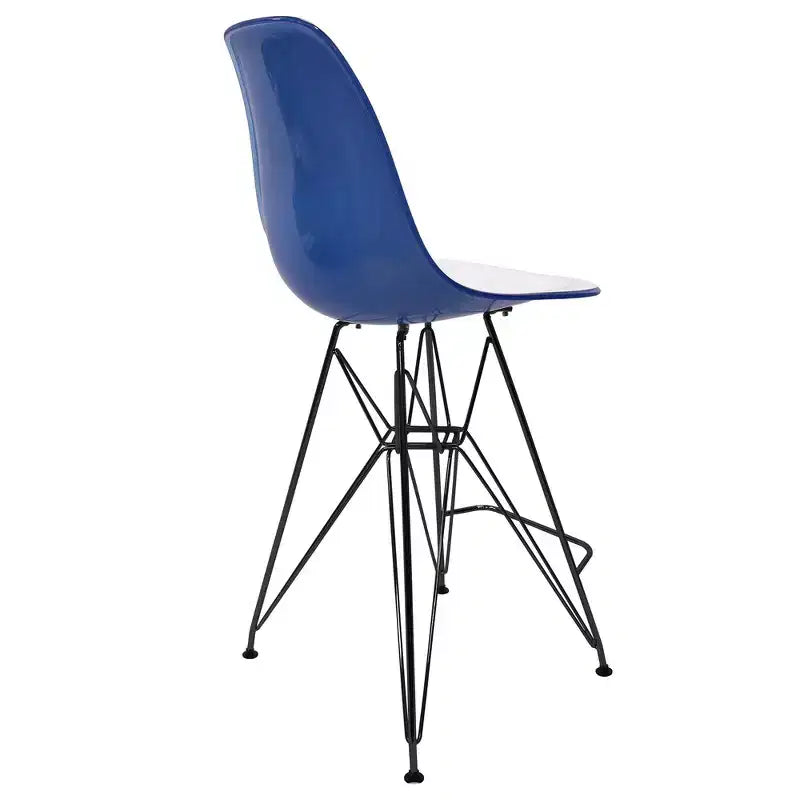 Sgabello da bar LeisureMod Cresco Mid-Century Modern in acrilico, altezza bancone, con base in acciaio nero, perfetto per cucina, sala da pranzo, bar o salotto