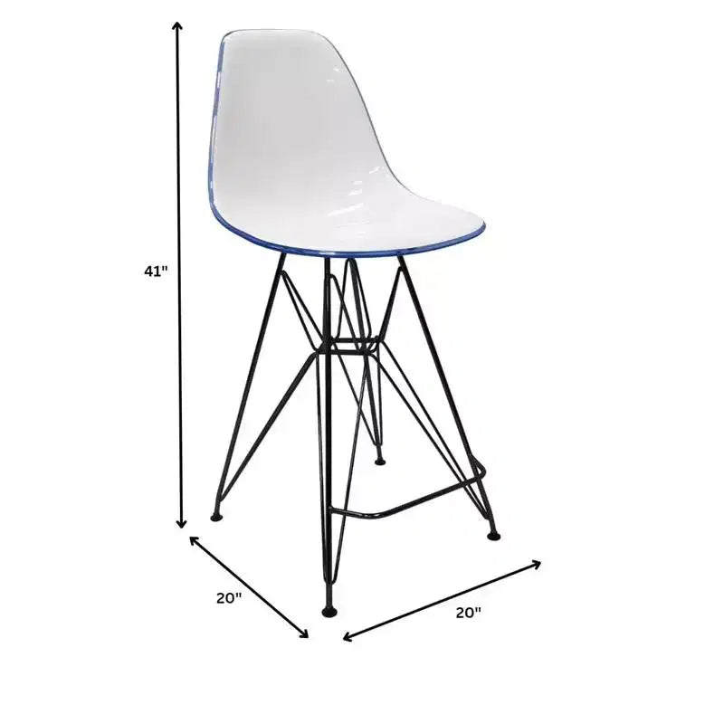 Sgabello da bar LeisureMod Cresco Mid-Century Modern in acrilico, altezza bancone, con base in acciaio nero, perfetto per cucina, sala da pranzo, bar o salotto
