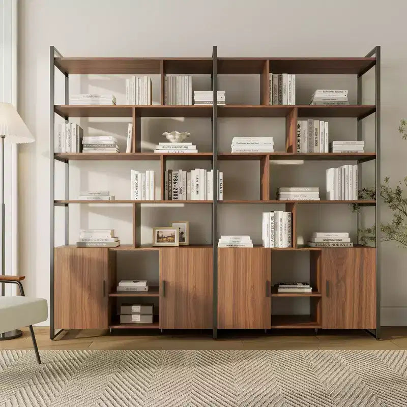 Libreria in Legno, Base Contenitore, Ripiani Regolabili