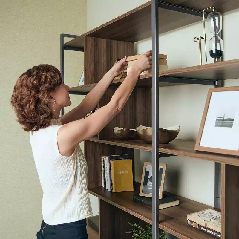 Libreria in Legno, Base Contenitore, Ripiani Regolabili
