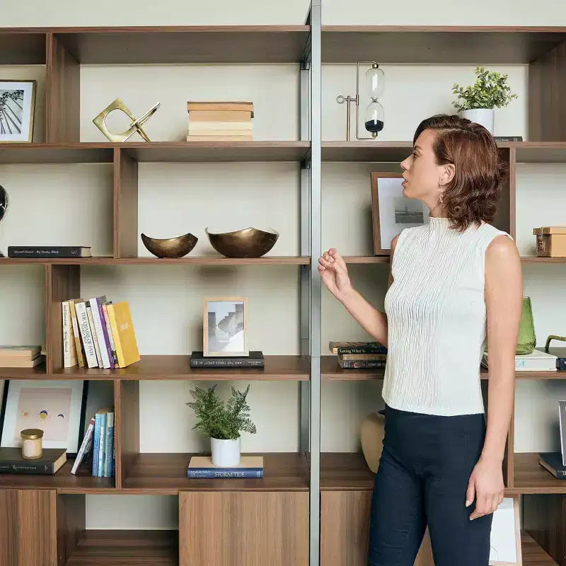 Libreria in Legno, Base Contenitore, Ripiani Regolabili