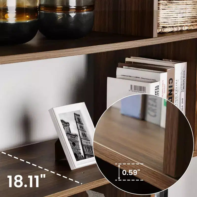 Libreria in Legno, Base Contenitore, Ripiani Regolabili