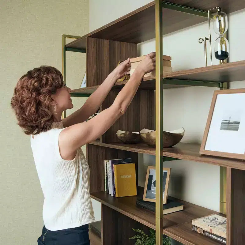Libreria in Legno, Base Contenitore, Ripiani Regolabili