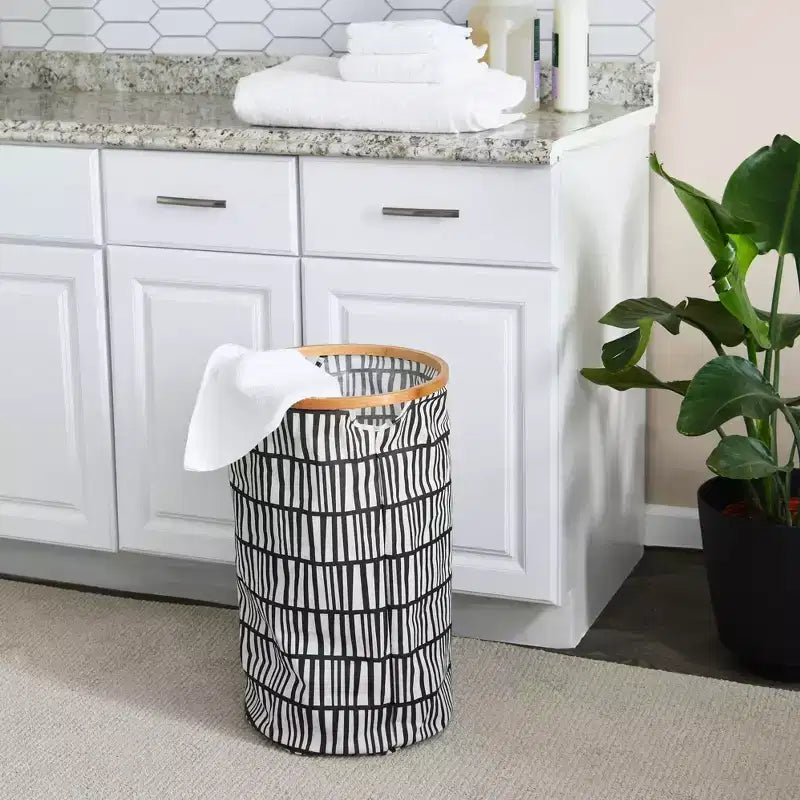 Cesta per biancheria rotonda Krush con bordo in bambù Household Essentials