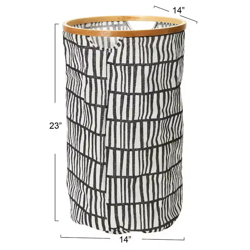 Cesta per biancheria rotonda Krush con bordo in bambù Household Essentials