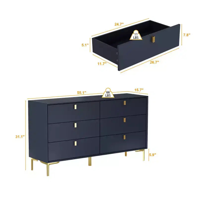 Famapy Cassettiera portaoggetti a 6 cassetti, comò moderno