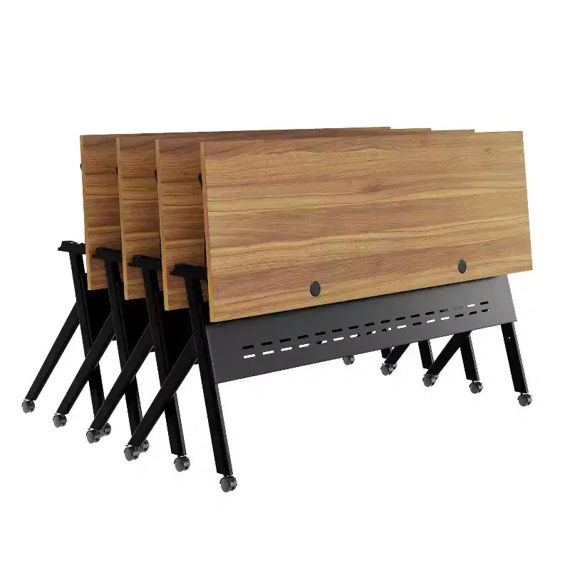 Tavolo da formazione ribaltabile per carichi pesanti Emma e Oliver con design impilabile, pannello per la privacy, gambe a Y, piano del tavolo, telaio in metallo