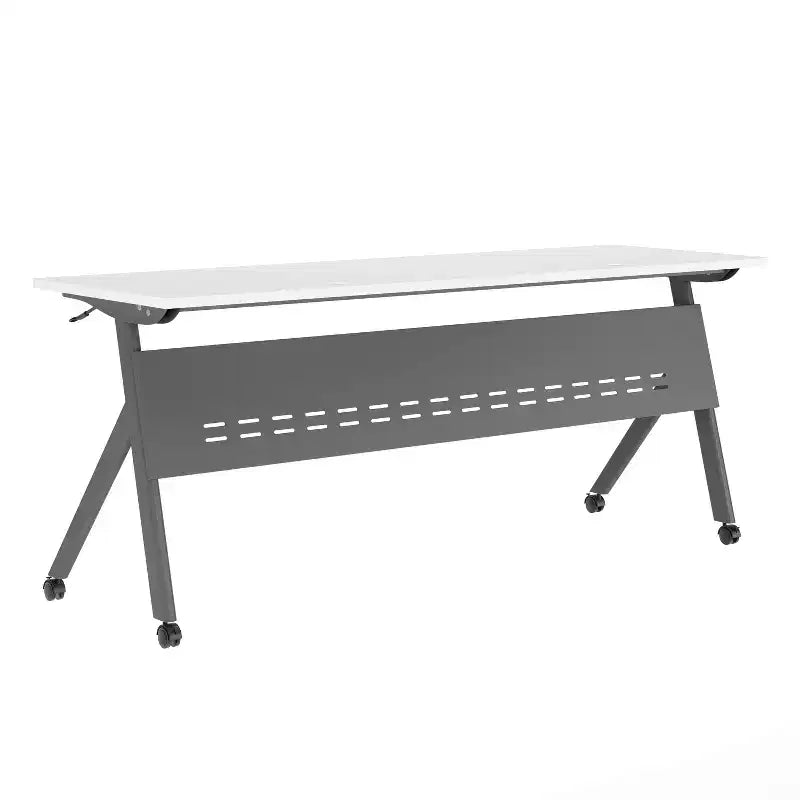 Tavolo da formazione ribaltabile per carichi pesanti Emma e Oliver con design impilabile, pannello per la privacy, gambe a Y, piano del tavolo, telaio in metallo