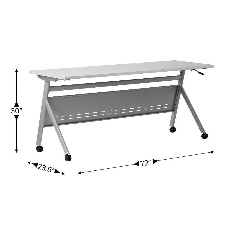 Tavolo da formazione ribaltabile per carichi pesanti Emma e Oliver con design impilabile, pannello per la privacy, gambe a Y, piano del tavolo, telaio in metallo
