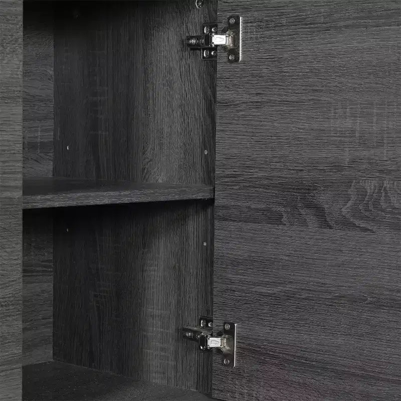 Madia in legno Emma e Oliver, stile Mid-Century Modern, con ante a chiusura ammortizzata, ripiani e gambe affusolate ed eleganti con pattini protettivi per il pavimento