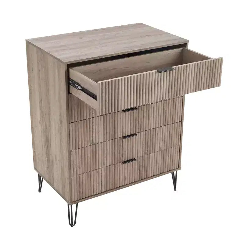 Manhattan Comfort Dumbo Set Comò Moderno a 5 Cassetti e Comodino a 2 Cassetti, 2 Pezzi