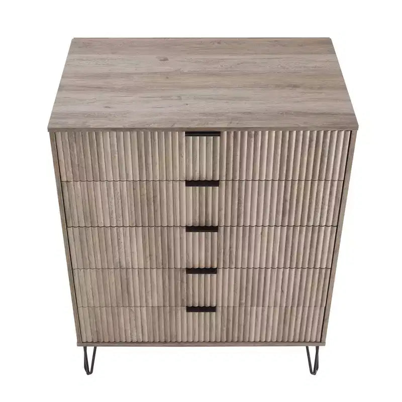 Manhattan Comfort Dumbo Set Comò Moderno a 5 Cassetti e Comodino a 2 Cassetti, 2 Pezzi