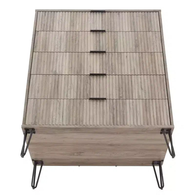 Manhattan Comfort Dumbo Set Comò Moderno a 5 Cassetti e Comodino a 2 Cassetti, 2 Pezzi
