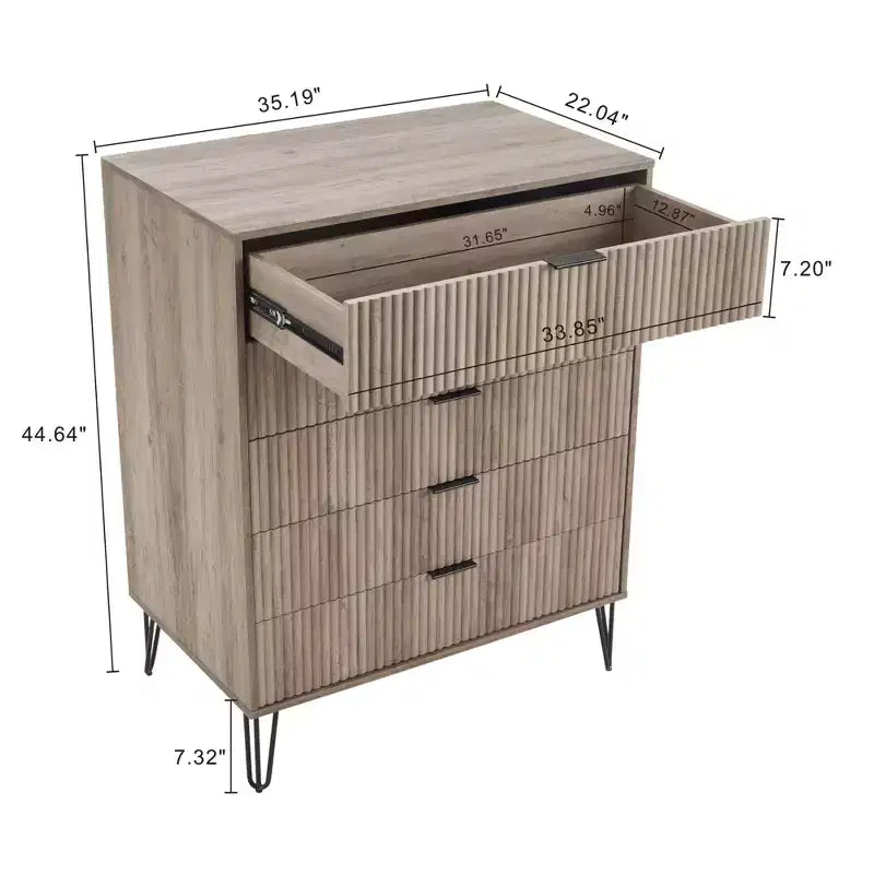Manhattan Comfort Dumbo Set Comò Moderno a 5 Cassetti e Comodino a 2 Cassetti, 2 Pezzi