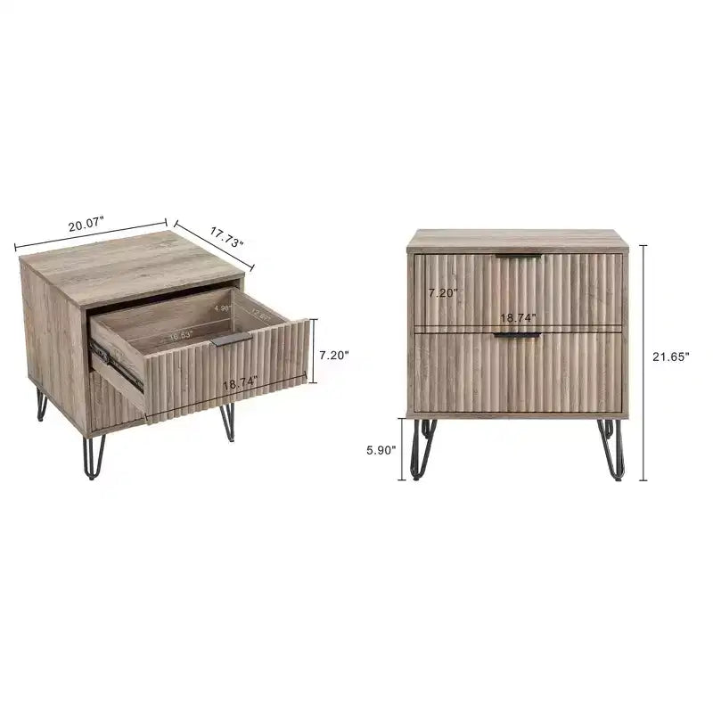 Manhattan Comfort Dumbo Set Comò Moderno a 5 Cassetti e Comodino a 2 Cassetti, 2 Pezzi