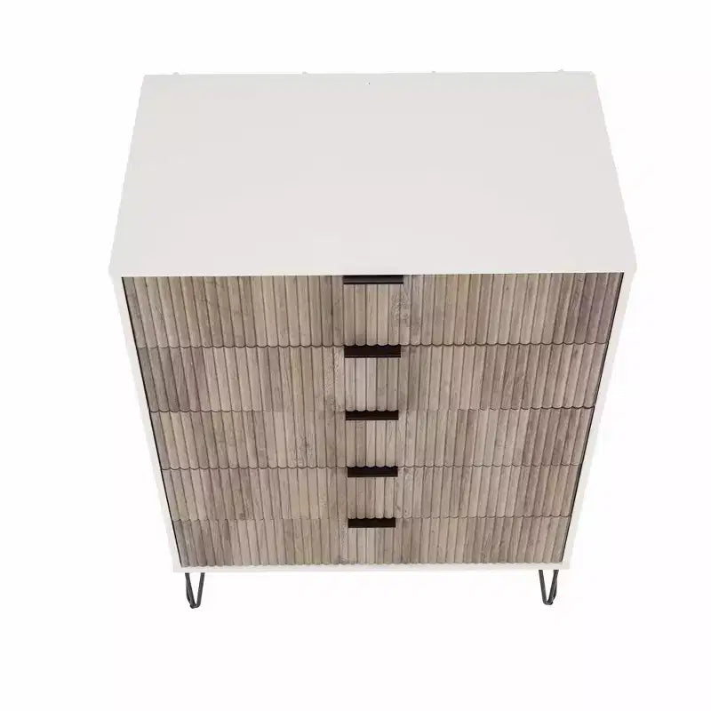 Manhattan Comfort Dumbo Set Comò Moderno a 5 Cassetti e Comodino a 2 Cassetti, 2 Pezzi