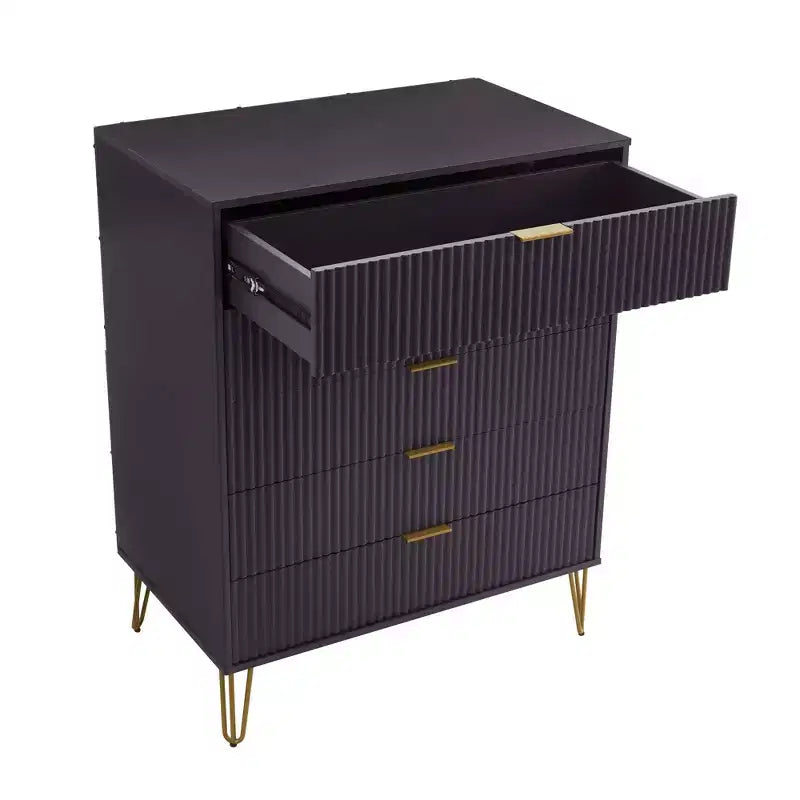 Manhattan Comfort Dumbo Set Comò Moderno a 5 Cassetti e Comodino a 2 Cassetti, 2 Pezzi
