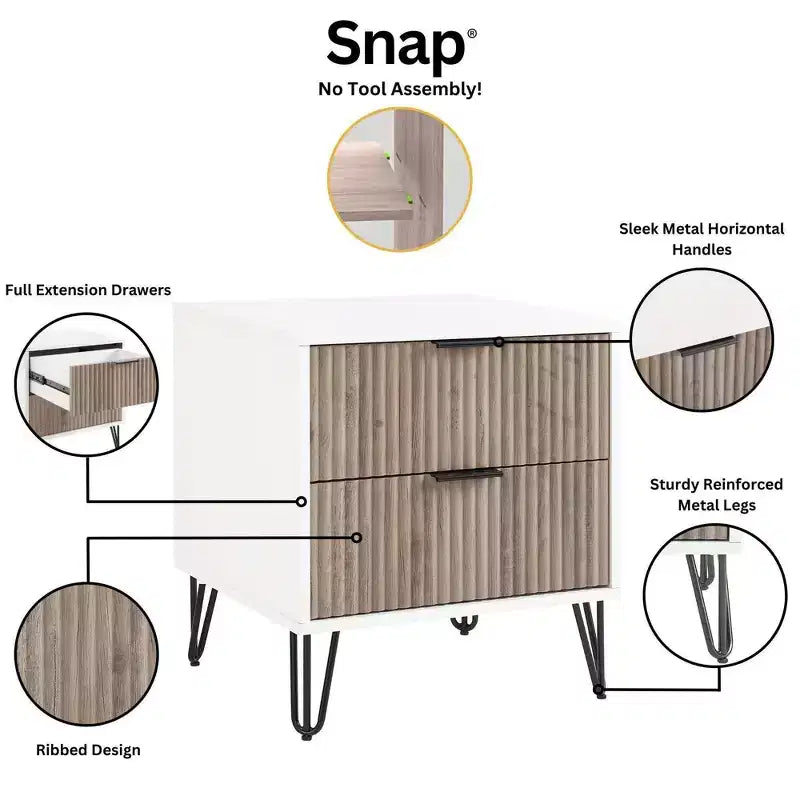 Manhattan Comfort Dumbo Set Comò Moderno a 5 Cassetti e Comodino a 2 Cassetti, 2 Pezzi
