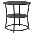 VASAGLE Round Side Table End Table with 2 Shelves Outdoor Accent Coffee Table Charcoal Gray and Ink Black