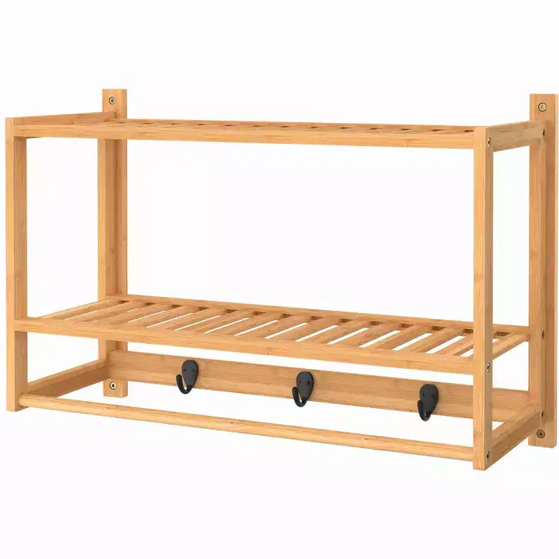 ClosetMaid Bamboo Wall Shelf With Hooks - ClosetMaid
