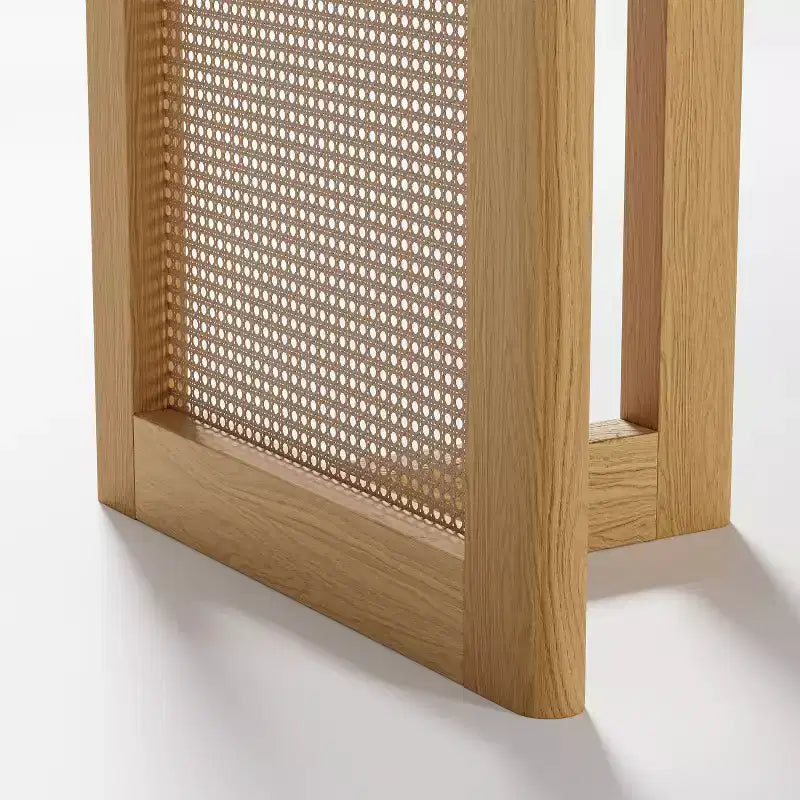 Tavolo da pranzo rettangolare Dovelina in legno di metà secolo, set tavolo da cucina in rattan per 6 persone - 67