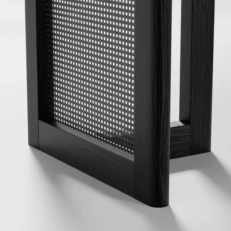 Tavolo da pranzo rettangolare Dovelina in legno di metà secolo, set tavolo da cucina in rattan per 6 persone - 67