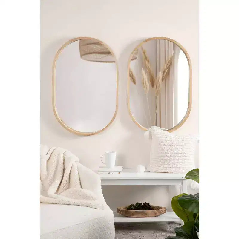 Specchio da parete a capsula Hutton con cornice in legno 24 x 36 - Kate & Laurel All Things Decor