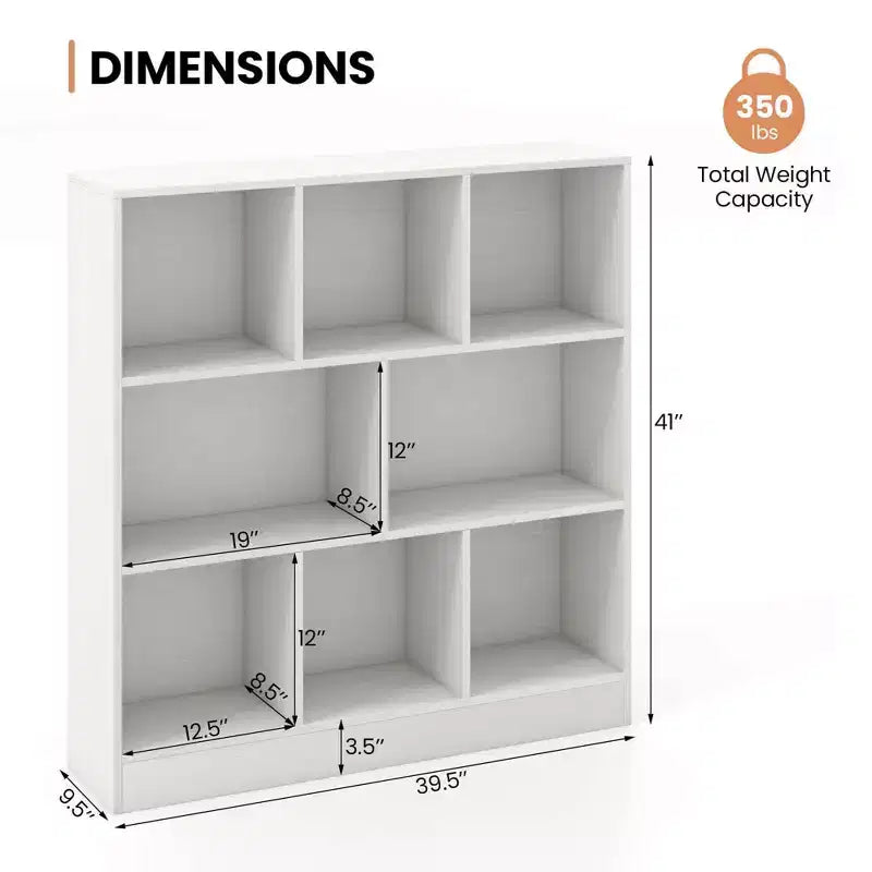 Costway Scaffale a 8 Cubi, Organizzatore di Giocattoli in Legno 41 per Bambini, Libreria Naturale/Bianco
