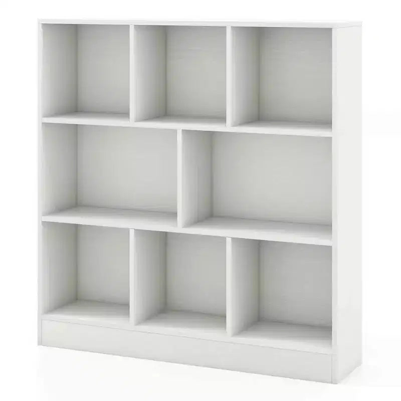 Costway Scaffale a 8 Cubi, Organizzatore di Giocattoli in Legno 41 per Bambini, Libreria Naturale/Bianco
