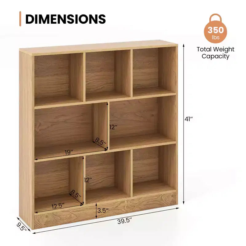 Costway Scaffale a 8 Cubi, Organizzatore di Giocattoli in Legno 41 per Bambini, Libreria Naturale/Bianco