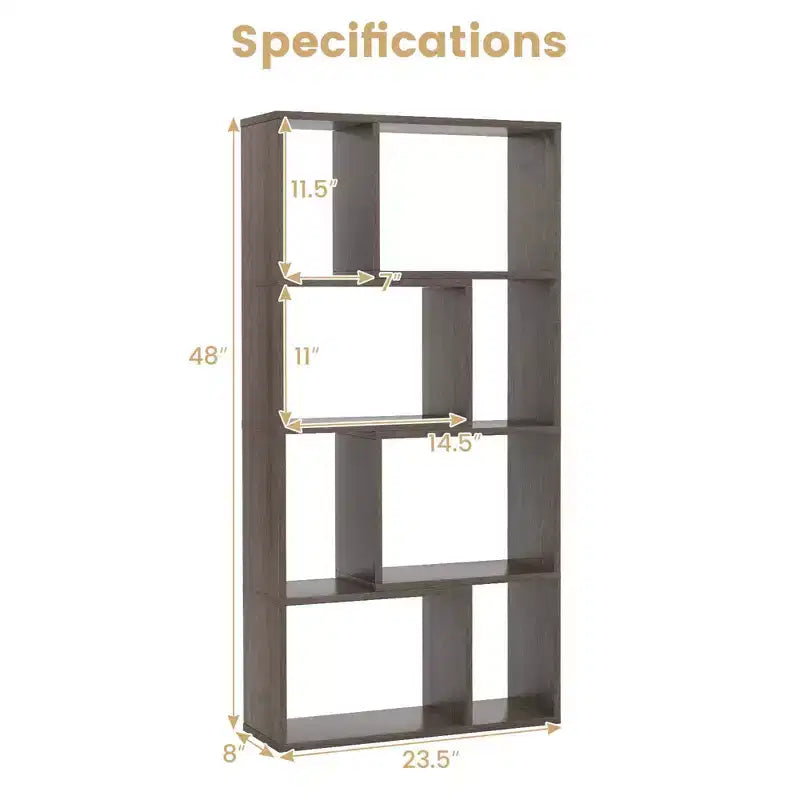 Costway Scaffale Geometrico da 48 pollici con 8 Cubi, Dispositivi Anti-ribaltamento, Bianco/Naturale/Grigio