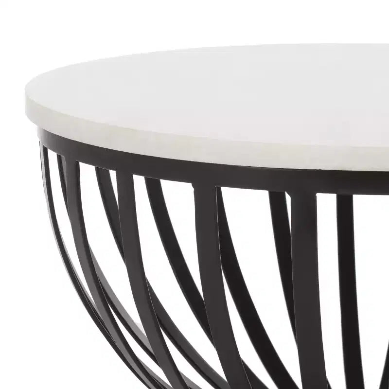 Tavolino Rotondo Tissaia - ACC4616A - Marmo Bianco/Nero - Safavieh