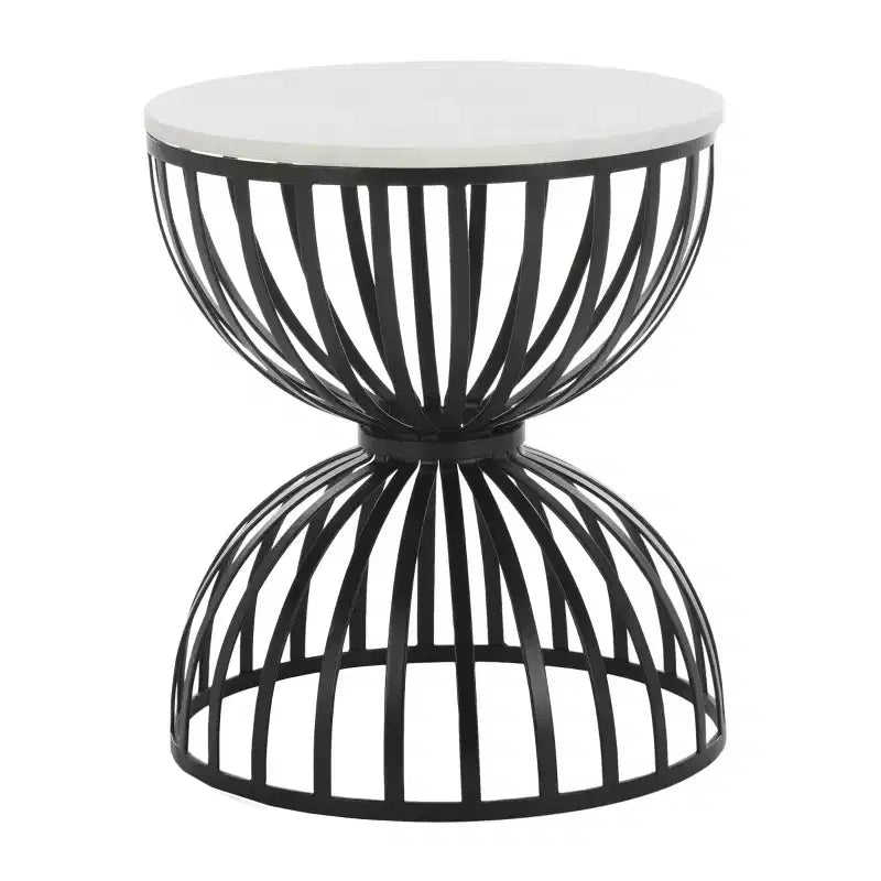 Tavolino Rotondo Tissaia - ACC4616A - Marmo Bianco/Nero - Safavieh