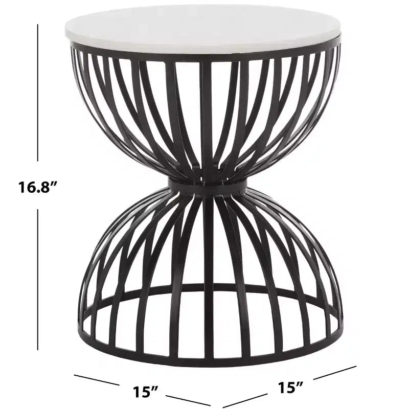 Tavolino Rotondo Tissaia - ACC4616A - Marmo Bianco/Nero - Safavieh