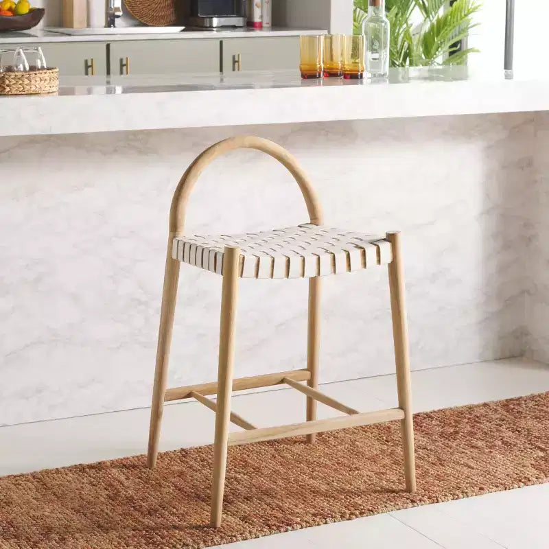 Sgabello da bancone Rhyan - BST1203A - Bianco/Naturale - Safavieh