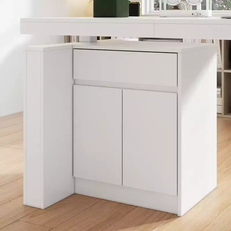 Scrivania Artigianale Bianca Famapy con Altezza Regolabile e Cassetti Contenitori, Postazione di Lavoro