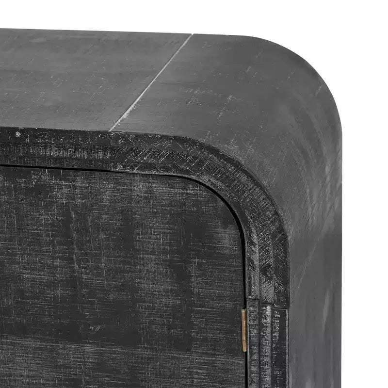 Mobile credenza retrò da 47,2W, mobiletto contenitore curvo e minimalista con maniglie dorate e divisori regolabili 4B -ModernLuxe