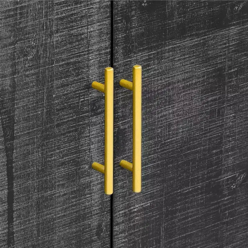 Mobile credenza retrò da 47,2W, mobiletto contenitore curvo e minimalista con maniglie dorate e divisori regolabili 4B -ModernLuxe