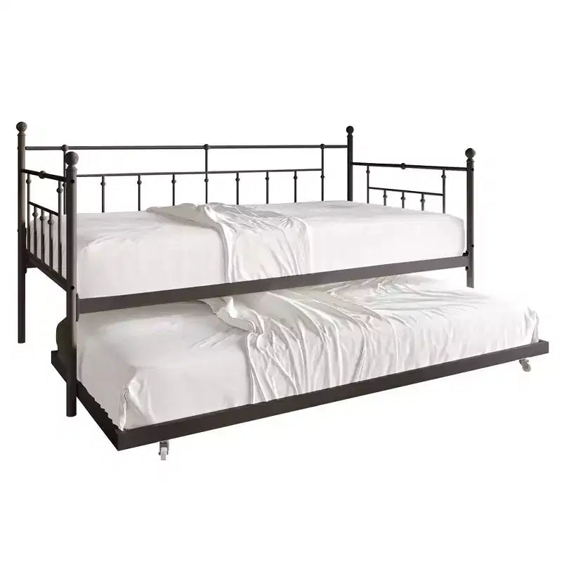 ChaletPosh Lettino in Metallo Twin Size con Rotelle Estraibili