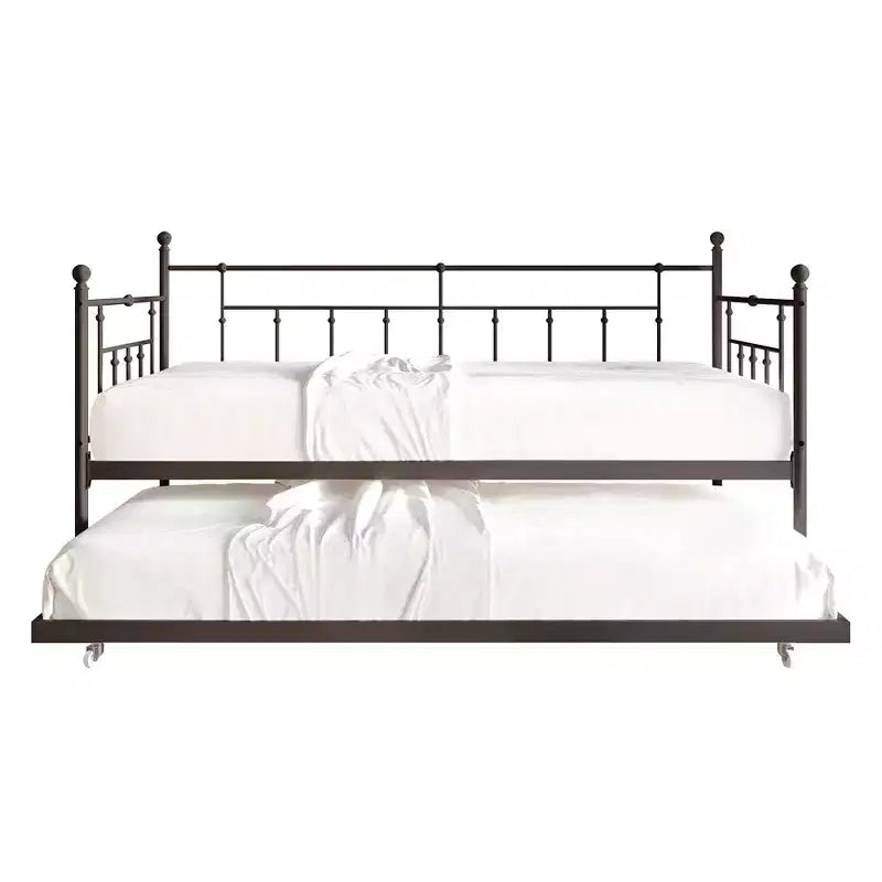 ChaletPosh Lettino in Metallo Twin Size con Rotelle Estraibili