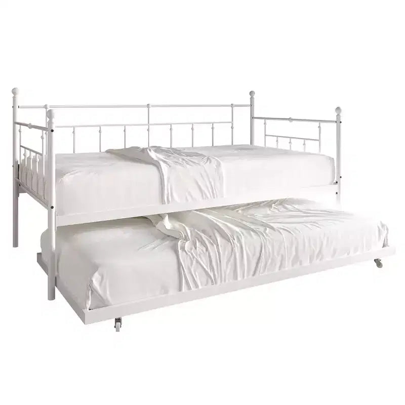 ChaletPosh Lettino in Metallo Twin Size con Rotelle Estraibili