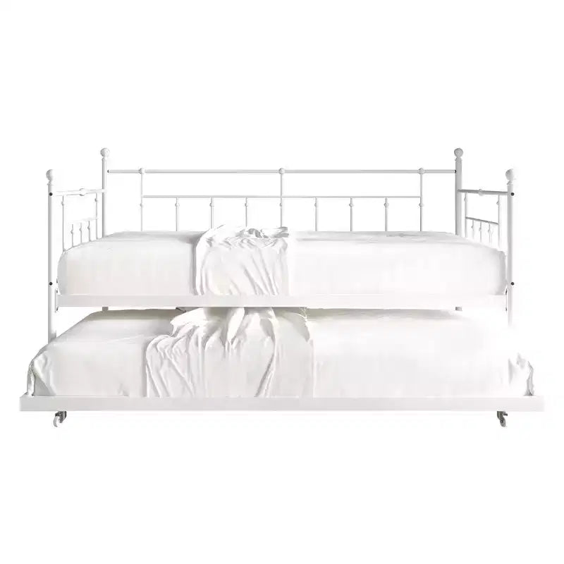 ChaletPosh Lettino in Metallo Twin Size con Rotelle Estraibili