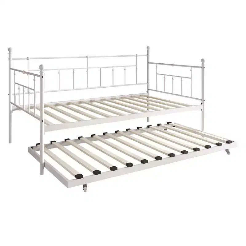 ChaletPosh Lettino in Metallo Twin Size con Rotelle Estraibili