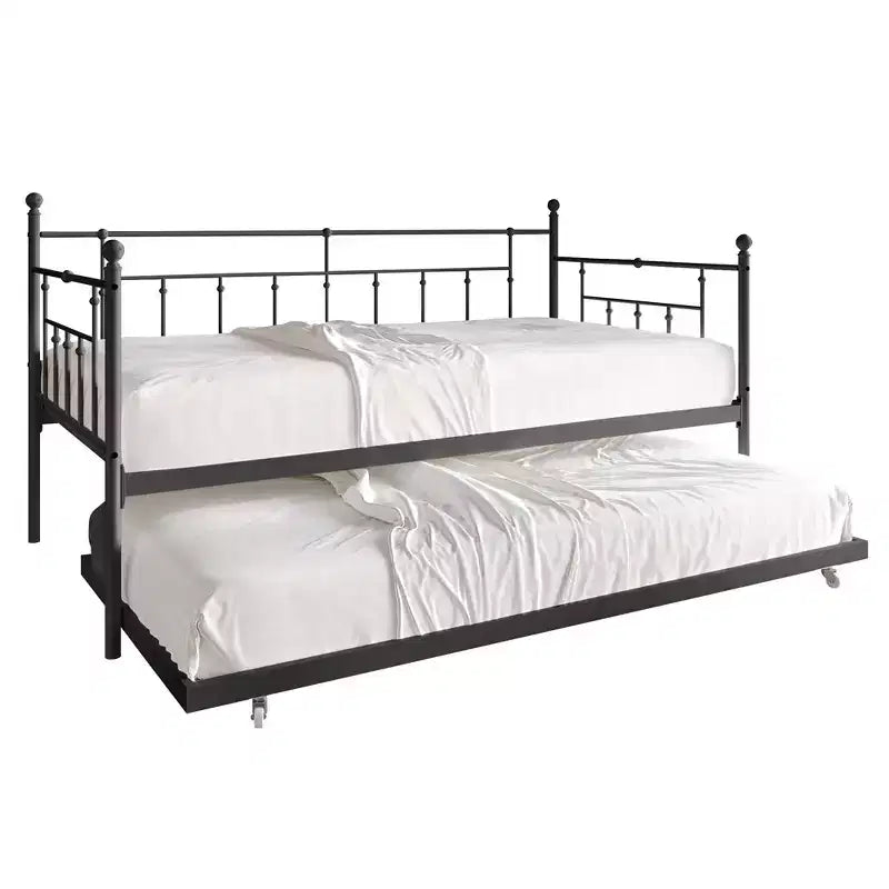 ChaletPosh Lettino in Metallo Twin Size con Rotelle Estraibili