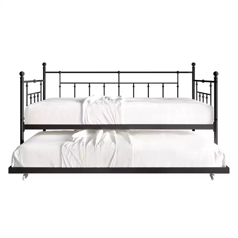 ChaletPosh Lettino in Metallo Twin Size con Rotelle Estraibili