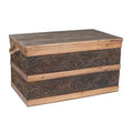 Household Essentials Decorative Trunk, Embossed Metal, Large, Walnut and Almond Stain