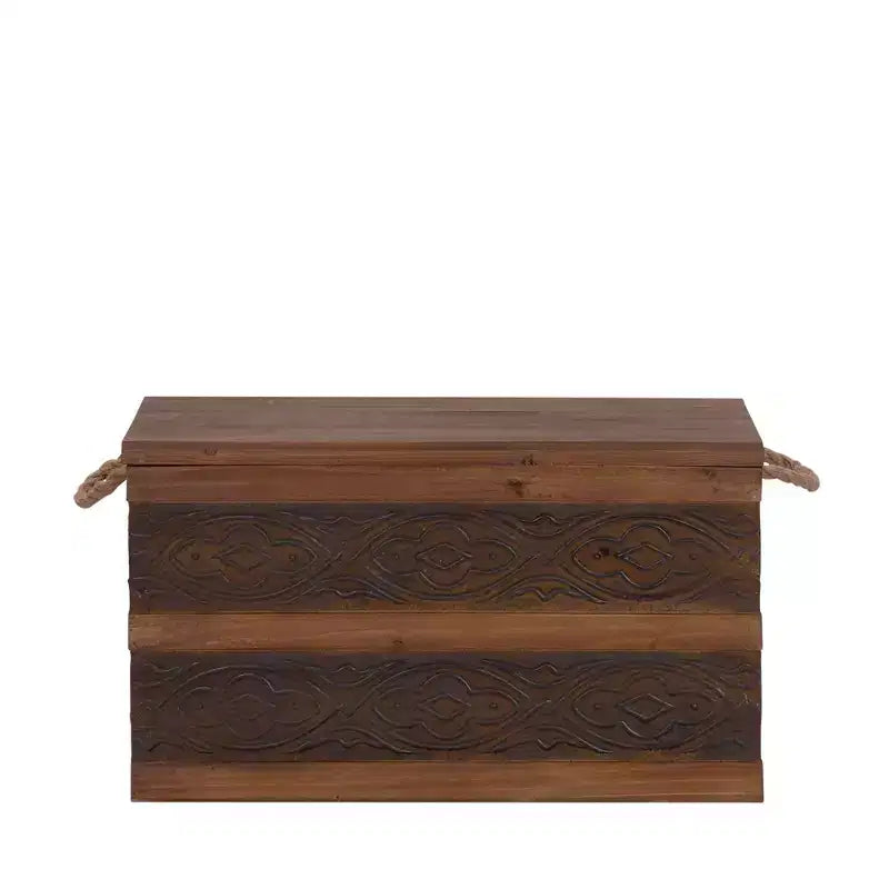 Baule Decorativo Household Essentials, Metallo Goffrato, Grande, Tonalità Noce e Mandorla