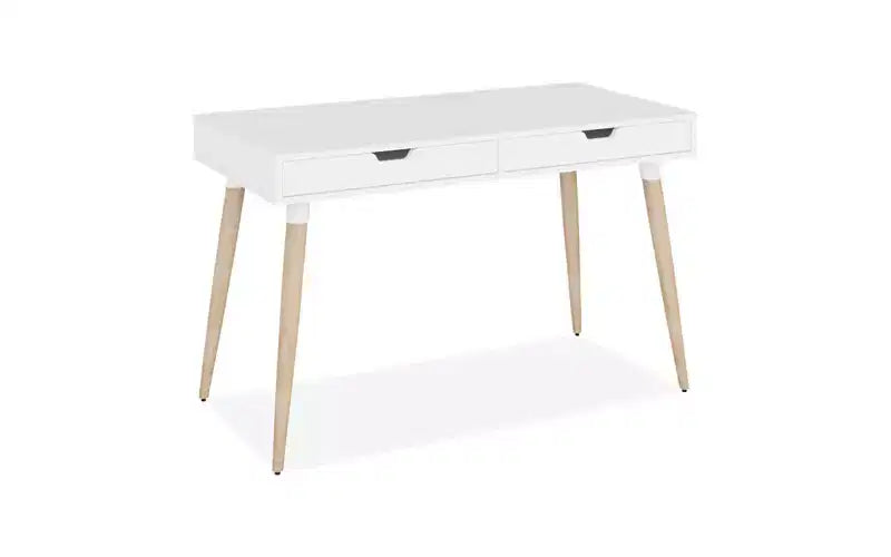 Workspace by Alera Scandinavian Writing Desk, 47.24 x 23.62 x 29.53, White/Beigewood